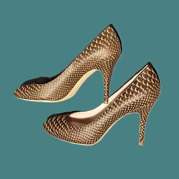 Kate Spade Heels, Snakeskin Texture, Stiletto Pumps, Size 8 B, Karolina, Leather - Picture 1 of 8